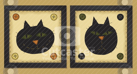 To use this stock image in your creative project, please select the size you need over to the right and click the "Add to Cart" button.
Your downloaded image will come with the Cutcaster watermark removed so don’t worry about the watermark you see on this page. Two Little Cats stock vector clipart, Two framed cats in primitive folk art style
File utilizes simple 8-step blends by Neeley Spotts