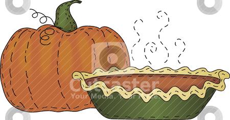 Pumpkin and Pumpkin Pie Pumpkin and Pumpkin Pie stock vector clipart, A folk art styled pumpkin and pumpkin pie by Neeley Spotts
