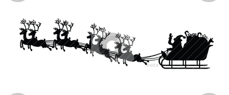 Santa claus and his sledge Santa claus and his sledge stock vector clipart, Silhouette of santa claus and his sledge, for christmas design by Mtkang