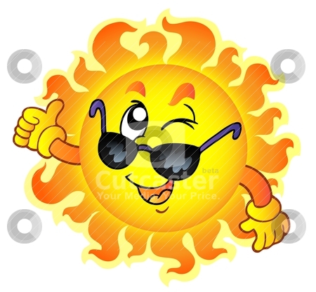 Cartoon winking Sun with sunglasses stock vector