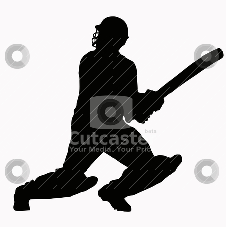 Sport Silhouette - Cricket Batsman Sport Silhouette - Cricket Batsman stock vector clipart, Sport Silhouette - Cricket Batsman hitting ball by Snap2Art