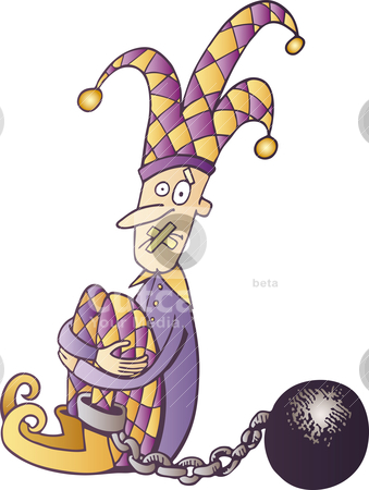 To use this stock image in your creative project, please select the size you need over to the right and click the "Add to Cart" button.
Your downloaded image will come with the Cutcaster watermark removed so don’t worry about the watermark you see on this page. Jester censored stock vector clipart, Illustration of jailed and censored jester by Igor Zakowski