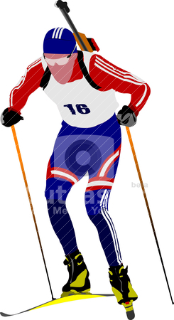 To use this stock image in your creative project, please select the size you need over to the right and click the "Add to Cart" button.
Your downloaded image will come with the Cutcaster watermark removed so don’t worry about the watermark you see on this page. Biathlon runner colored silhouettes. Vector illustration stock vector clipart, Biathlon runner colored silhouettes. Vector illustration by Leonid Dorfman