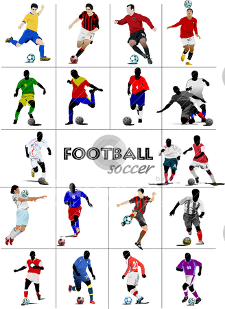 The big set of soccer (football) players. Colored vector illustr The big set of soccer (football) players. Colored vector illustr stock vector clipart, The big set of soccer (football) players. Colored vector illustration for designers by Leonid Dorfman