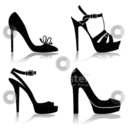 To use this stock image in your creative project, please select the size you need over to the right and click the "Add to Cart" button.
Your downloaded image will come with the Cutcaster watermark removed so don’t worry about the watermark you see on this page. Shoes collection stock vector clipart, Shoes silhouette collection for your design, isolated on white, full scalable vector graphic for easy editing and color change. by Ela Kwasniewski