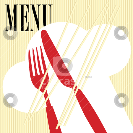Menu Card - Pasta Menu Card - Pasta stock vector clipart, Menu Card Background - Pasta and Cutlery Icon by JAMDesign