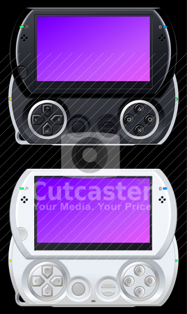 Portable video game console Portable video game console stock vector clipart, portable video game console in black and white by alekup