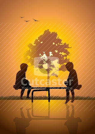 Teeter Totter Teeter Totter stock vector clipart, Vector illustration of two kids playing teeter totter by Rudolf Iskandar