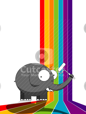 Elephant painting a rainbow Elephant painting a rainbow stock vector clipart, Cartoon character elephant painting a rainbow by Richard Laschon