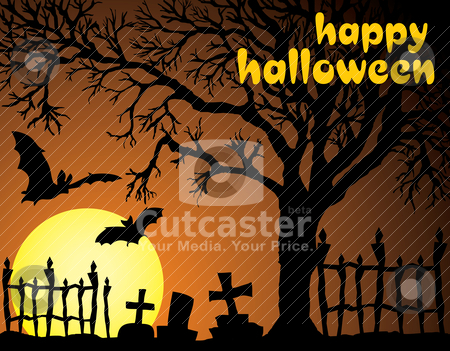 Halloween vector illustration scene Halloween vector illustration scene stock vector clipart, Halloween vector illustration scene with moon, bat and tree. by SelenaMay