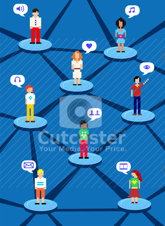 To use this stock image in your creative project, please select the size you need over to the right and click the "Add to Cart" button.
Your downloaded image will come with the Cutcaster watermark removed so don’t worry about the watermark you see on this page. Social network concept stock vector clipart, Social media network human connection concept by Cienpies Design
