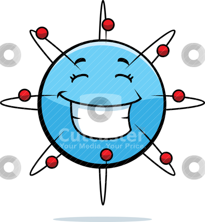 Atom Smiling Atom Smiling stock vector clipart, A cartoon blue atom happy and smiling. by cthoman