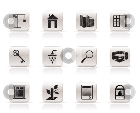 Simple Real Estate icons Simple Real Estate icons stock vector clipart, Simple Real Estate icons - Vector Icon Set by Stoyan Haytov