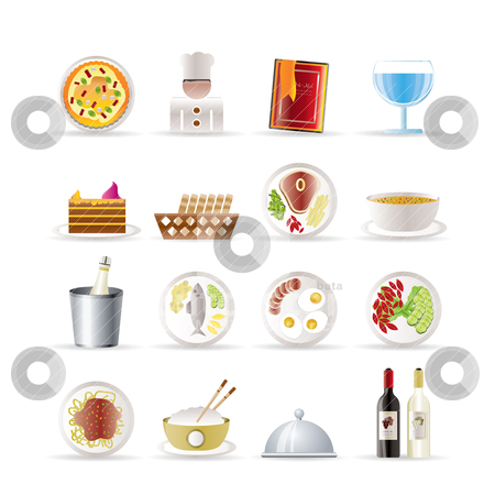 To use this stock image in your creative project, please select the size you need over to the right and click the "Add to Cart" button.
Your downloaded image will come with the Cutcaster watermark removed so don’t worry about the watermark you see on this page. Restaurant, food and drink icons stock vector clipart, Restaurant, food and drink icons - vector icon set by Stoyan Haytov