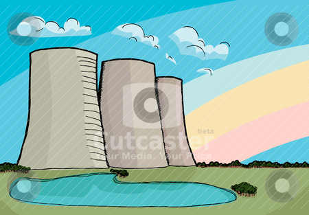To use this stock image in your creative project, please select the size you need over to the right and click the "Add to Cart" button.
Your downloaded image will come with the Cutcaster watermark removed so don’t worry about the watermark you see on this page. Nuclear Cooling Towers stock vector clipart, Three nuclear power plant cooling towers with rainbow and reflecting lake. by Eric Basir