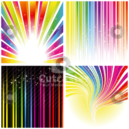 To use this stock image in your creative project, please select the size you need over to the right and click the "Add to Cart" button.
Your downloaded image will come with the Cutcaster watermark removed so don’t worry about the watermark you see on this page. Abstract set of rainbow color stripe background stock vector clipart, Abstract set of rainbow color stripe and stars background by meikis