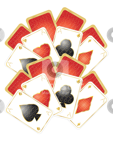 To use this stock image in your creative project, please select the size you need over to the right and click the "Add to Cart" button.
Your downloaded image will come with the Cutcaster watermark removed so don’t worry about the watermark you see on this page. Playing card design stock vector clipart, an illustration of gold and red playing cards on a white background by Mike Smith