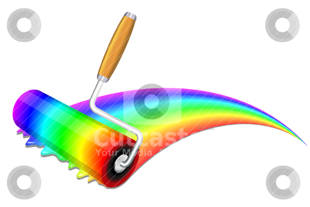 Painting a rainbow Painting a rainbow stock vector clipart, Vector illustration of a rainbow paint roller by Laurent Renault