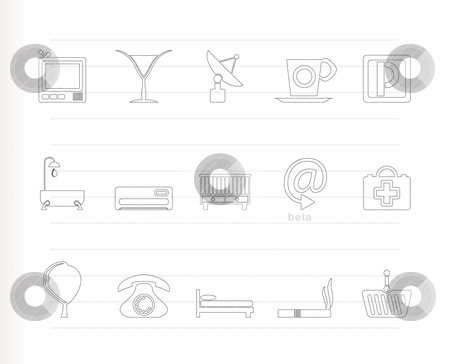To use this stock image in your creative project, please select the size you need over to the right and click the "Add to Cart" button.
Your downloaded image will come with the Cutcaster watermark removed so don’t worry about the watermark you see on this page. Hotel and motel icons stock vector clipart, Hotel and motel icons - Vector icon Set by Stoyan Haytov