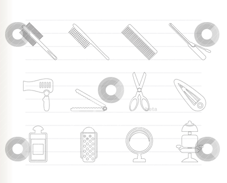 To use this stock image in your creative project, please select the size you need over to the right and click the "Add to Cart" button.
Your downloaded image will come with the Cutcaster watermark removed so don’t worry about the watermark you see on this page. Hairdressing, coiffure and make-up icons stock vector clipart, hairdressing, coiffure and make-up icons - vector icon set by Stoyan Haytov