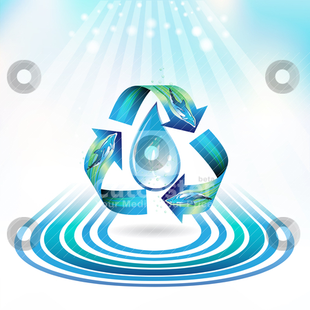 Ecology icon Ecology icon stock vector clipart, Ecology icon with drop and dolphins, recycle water by Merlinul