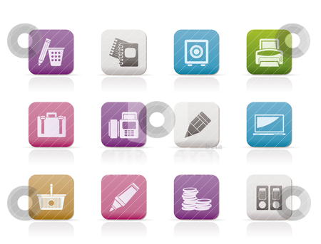 To use this stock image in your creative project, please select the size you need over to the right and click the "Add to Cart" button.
Your downloaded image will come with the Cutcaster watermark removed so don’t worry about the watermark you see on this page. Business, Office and Finance Icons stock vector clipart, Business, Office and Finance Icons - Vector Icon Set by Stoyan Haytov
