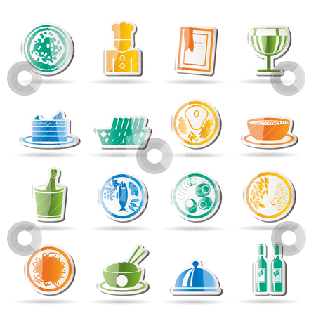 To use this stock image in your creative project, please select the size you need over to the right and click the "Add to Cart" button.
Your downloaded image will come with the Cutcaster watermark removed so don’t worry about the watermark you see on this page. Restaurant, food and drink icons stock vector clipart, Restaurant, food and drink icons - vector icon set by Stoyan Haytov
