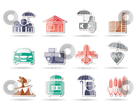 Different kind of insurance and risk icons Different kind of insurance and risk icons stock vector clipart, different kind of insurance and risk icons - vector icon set by Stoyan Haytov