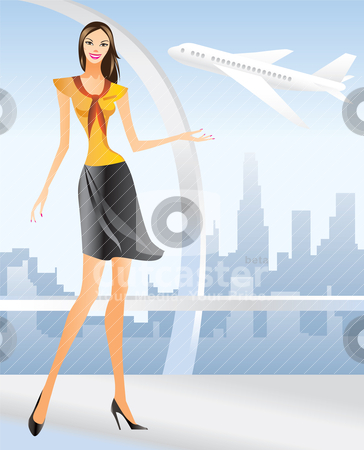 To use this stock image in your creative project, please select the size you need over to the right and click the "Add to Cart" button.
Your downloaded image will come with the Cutcaster watermark removed so don’t worry about the watermark you see on this page. Beautiful Stewardess at the airport in Los angeles stock vector clipart, beautiful Stewardess at the airport in Los angeles - vector illustration by Stoyan Haytov