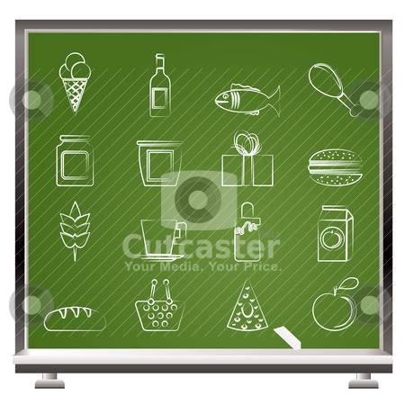 To use this stock image in your creative project, please select the size you need over to the right and click the "Add to Cart" button.
Your downloaded image will come with the Cutcaster watermark removed so don’t worry about the watermark you see on this page. Painted with chalk shop, food and drink icons stock vector clipart, painted with chalk shop, food and drink icons - vector icon set by Stoyan Haytov
