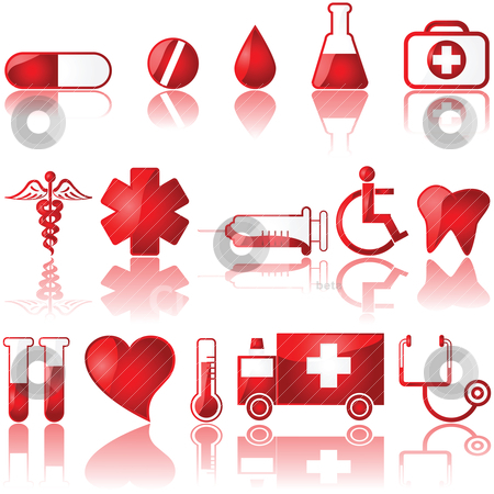 To use this stock image in your creative project, please select the size you need over to the right and click the "Add to Cart" button.
Your downloaded image will come with the Cutcaster watermark removed so don’t worry about the watermark you see on this page. Medical icons stock vector clipart, Glossy set of different medical related icons by Bruno Marsiaj