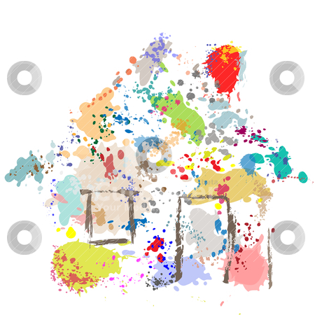 House Paint Drops Splatter Grunge Home Abstract House Paint Drops Splatter Grunge Home Abstract stock vector clipart, A house shape paint drops spatter splatter effect abstract painting of a home. by Michael Brown