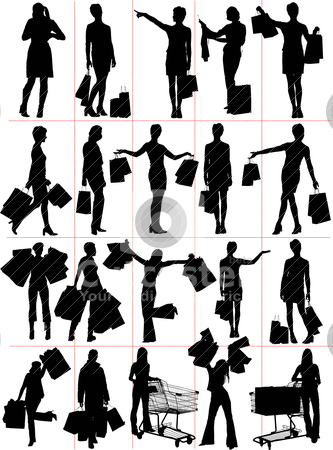 Woman shopping silhouettes. Vector illustration Woman shopping silhouettes. Vector illustration stock vector clipart, Woman shopping silhouettes. Vector illustration by Leonid Dorfman