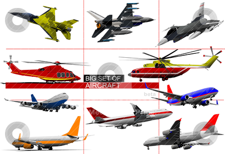 Big set of aircraft. Vector illustration Big set of aircraft. Vector illustration stock vector clipart, Big set of aircraft. Vector illustration by Leonid Dorfman