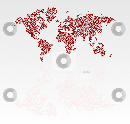 Stylized dotted world map with reflection Stylized dotted world map with reflection stock vector clipart, Stylized dotted world map with reflection in vector format by olinchuk