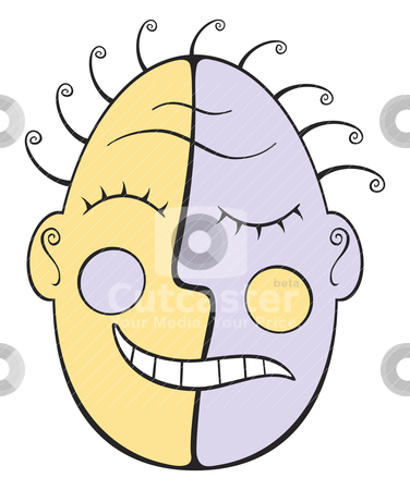 clip art sad faces. Tribal mask with sad and happy