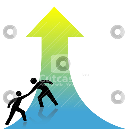 To use this stock image in your creative project, please select the size you need over to the right and click the "Add to Cart" button.
Your downloaded image will come with the Cutcaster watermark removed so don’t worry about the watermark you see on this page. Help people get up arrow helping hand stock vector clipart, Person lends a helping hand to success up arrow to a friend. by Michael Brown