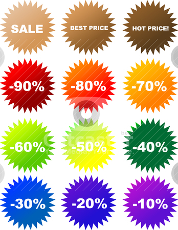 To use this stock image in your creative project, please select the size you need over to the right and click the "Add to Cart" button.
Your downloaded image will come with the Cutcaster watermark removed so don’t worry about the watermark you see on this page. Vector sale stickers stock vector clipart, Set of colorful vector sale stickers and labels by olinchuk