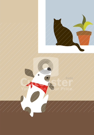 The dog looks at the cat in the window. Add to lightbox clipart dog and cat. The dog looks at the cat in the window. Add to lightbox