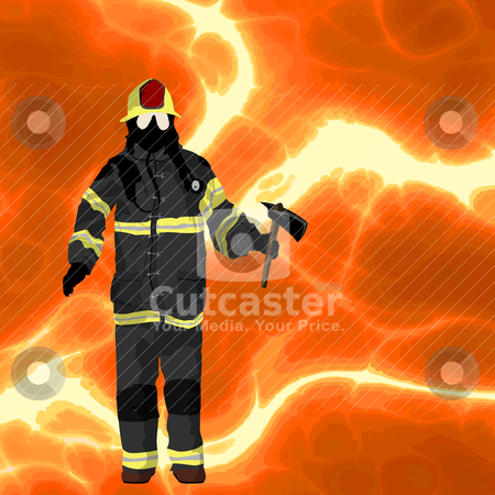 To use this stock image in your creative project, please select the size you need over to the right and click the "Add to Cart" button.
Your downloaded image will come with the Cutcaster watermark removed so don’t worry about the watermark you see on this page. Firefighter background stock vector clipart, Firefighter over flames background, plenty of room for text by Richard Laschon