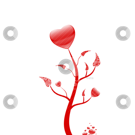 Lovely tree Lovely tree stock vector clipart, Lovely tree with red hearts on white background by Ingvar Bjork
