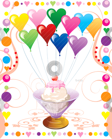 Heart Balloons Icecream Heart Balloons Icecream stock vector clipart, Vector Illustration can be used as a book cover, card or anything you choose. There is room for your text. by Basheera Hassanali