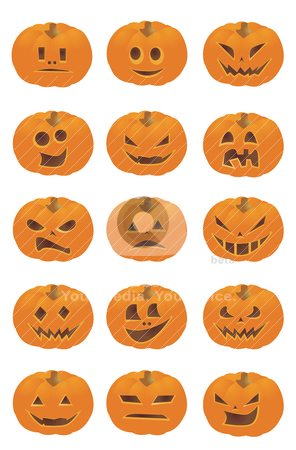 To use this stock image in your creative project, please select the size you need over to the right and click the "Add to Cart" button.
Your downloaded image will come with the Cutcaster watermark removed so don’t worry about the watermark you see on this page. Halloween Pumpkin Smileys stock vector clipart, Halloween Pumpkin Smileys
by zabiamedve