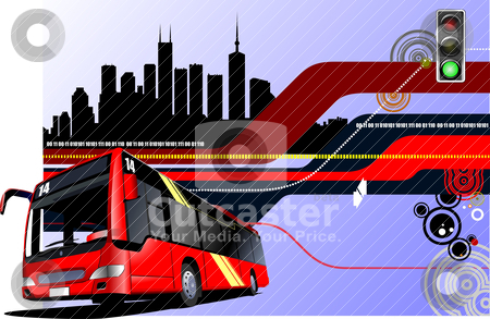 To use this stock image in your creative project, please select the size you need over to the right and click the "Add to Cart" button.
Your downloaded image will come with the Cutcaster watermark removed so don’t worry about the watermark you see on this page. Abstract hi-tech background with city bus image. Vector illustra stock vector clipart, Abstract hi-tech background with city bus image. Vector illustration by Leonid Dorfman