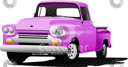 Old pink pickup with badges removed. Vector illustration Old pink pickup with badges removed. Vector illustration stock vector clipart, Old pink pickup with badges removed. Vector illustration by Leonid Dorfman