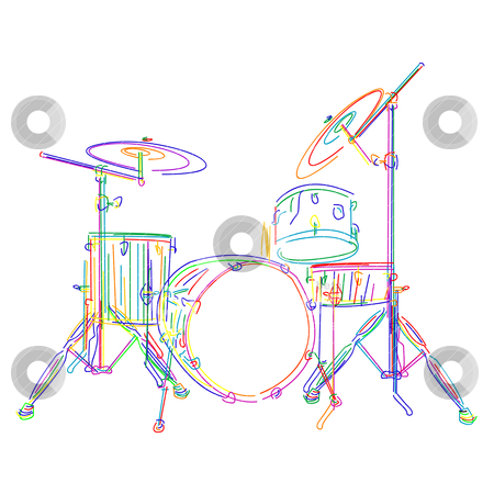 Drums kit Drums kit stock vector clipart, Graphic drums kit over white background by Richard Laschon