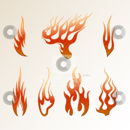 Flame Flame stock vector clipart, Red flame on a light background vector by Mikhail Puhachou