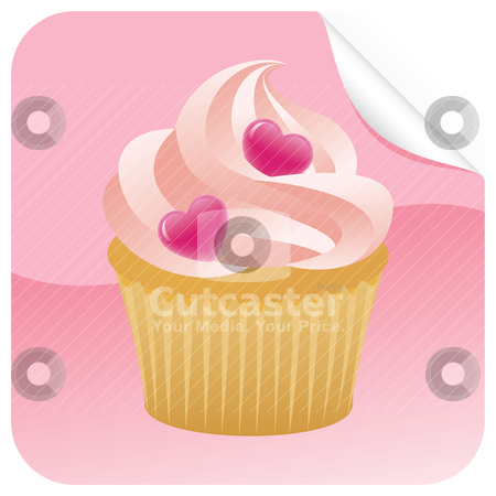 To use this stock image in your creative project, please select the size you need over to the right and click the "Add to Cart" button.
Your downloaded image will come with the Cutcaster watermark removed so don’t worry about the watermark you see on this page. Valentine's Day Sticker stock vector clipart, Cupcake with hearts on a sticker. EPS 8 CMYK with global colors vector illustration. by wingedcats