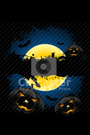 Grungy Halloween background Grungy Halloween background stock vector clipart, Grungy Halloween background with pumpkins bats and full moon by Vadym Nechyporenko