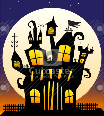 To use this stock image in your creative project, please select the size you need over to the right and click the "Add to Cart" button.
Your downloaded image will come with the Cutcaster watermark removed so don’t worry about the watermark you see on this page. Haunted Castle stock vector clipart, Crazy off-kilter haunted castle against a moonlit night by x7vector